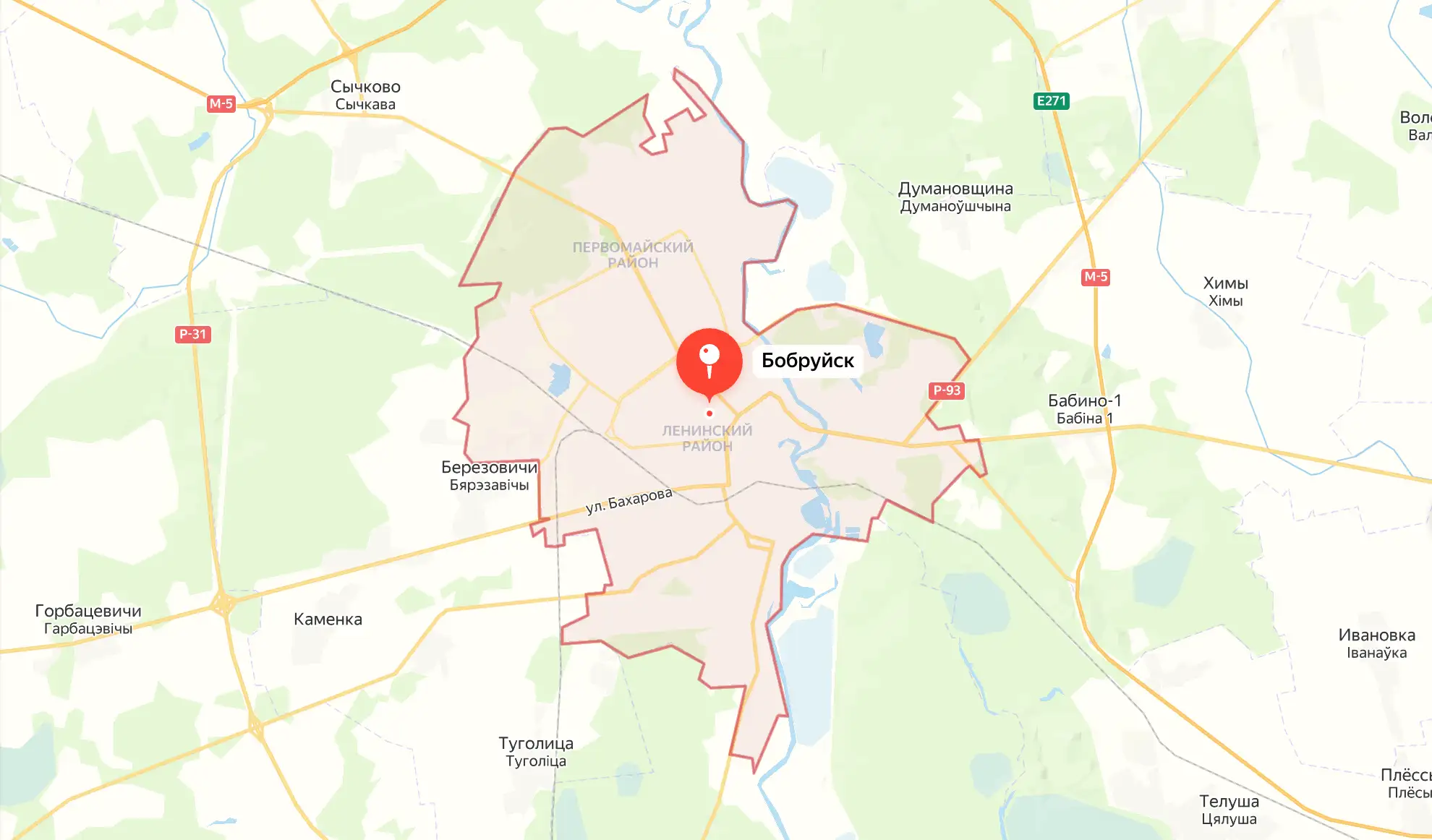 Регион работы на карте